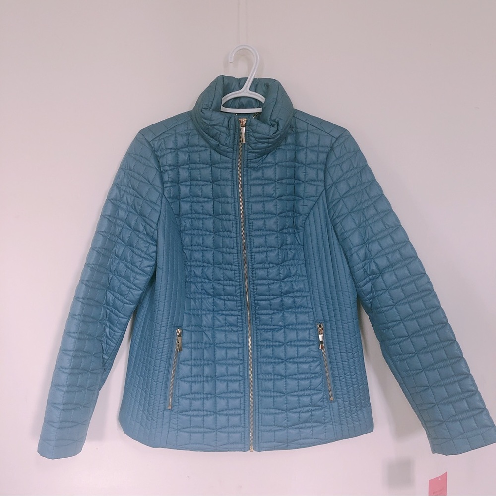 Kate Spade ♠️ Blue Quilted Packable Hood Jacket - Picture 3 of 8
